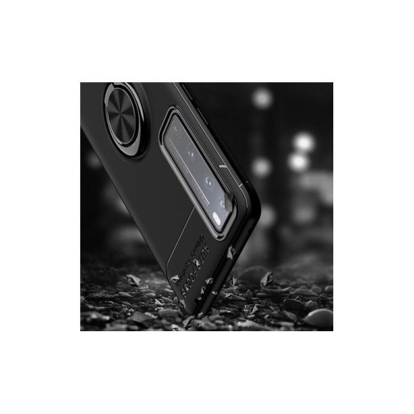 Huawei P Smart 2021 Praktisk stødsikkert cover med ringholder V3 Black