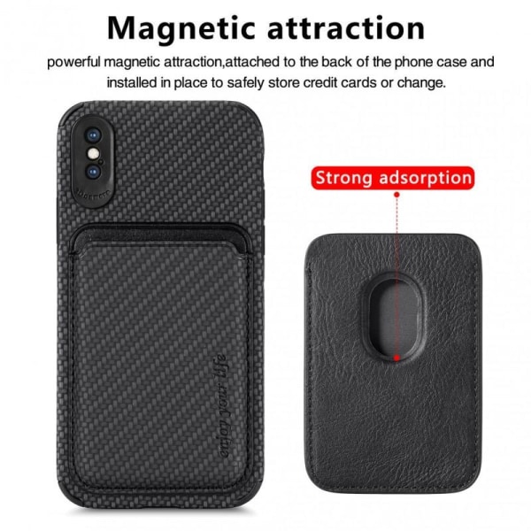 iPhone X / XS Stöttåligt skal med Magnetisk Korthållare Magsafe Svart