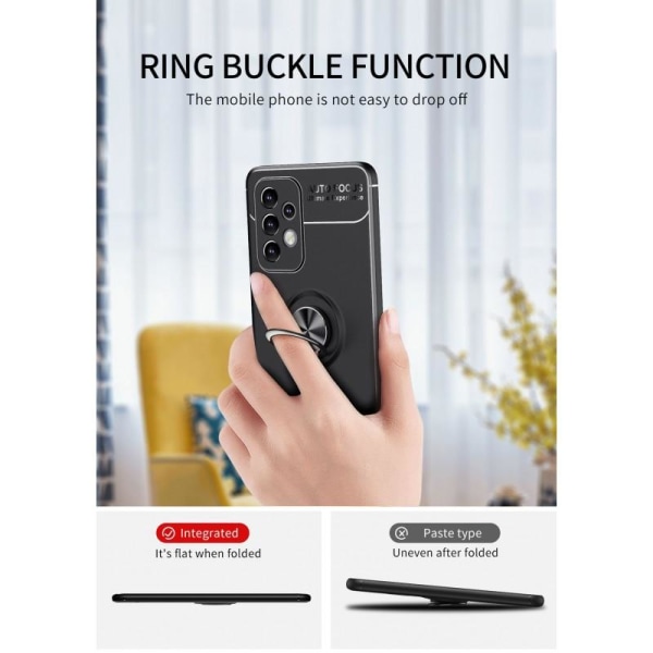 Samsung A33 5G Käytännöllinen iskunkestävä kotelo sormustelineel Black