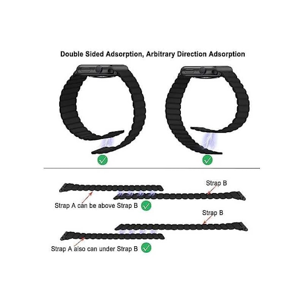 Apple Watch 42/44/45/49mm Armband PU-Läder med Magnetlås Nordcell™ Svart