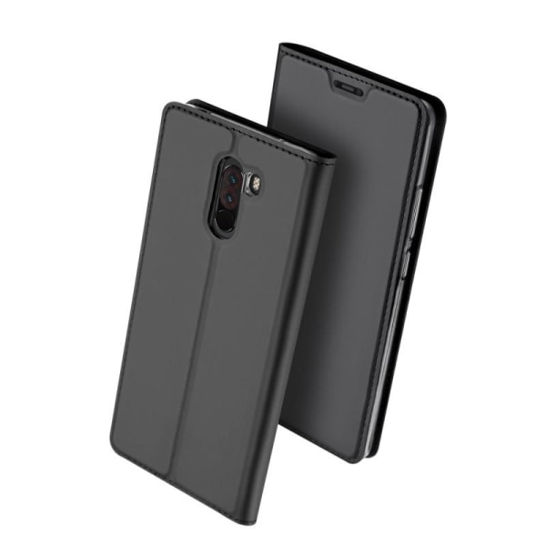 Xiaomi Pocophone F1 Flip Case Skin Pro korttilokerolla Svart