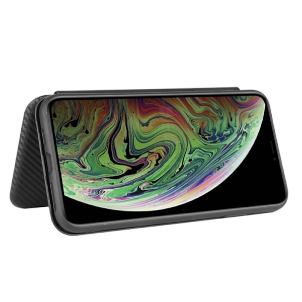 iPhone XS Max Flip Case Kortrum CarbonDreams Black