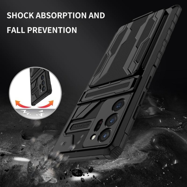 Samsung Note 20 Ultra Shockproof Cover Kickstand & Card Compartm Black