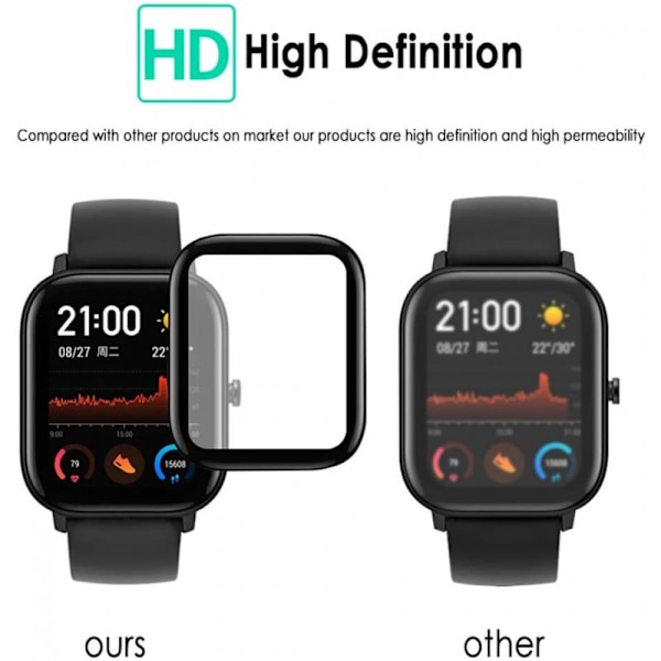 2-PACK Amazfit GTS FullFrame 3D karkaistu lasi 0,26 mm 9H Transparent