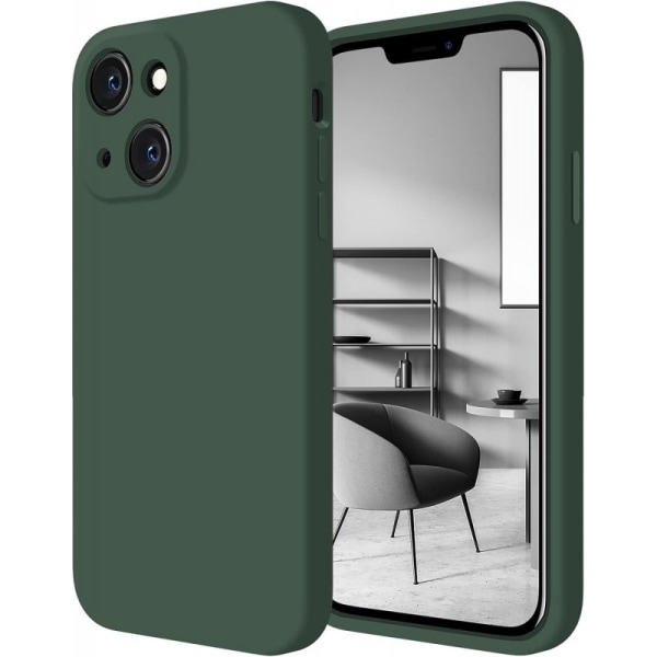 iPhone 14 Gummibelagd Mattgrönt Skal Kameraskydd Liquid - Grön