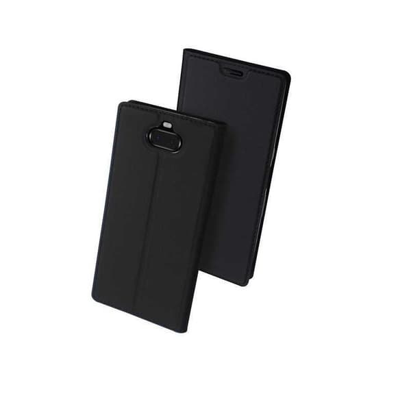 Xperia 10 Flip Case Skin Pro korttilokerolla Black