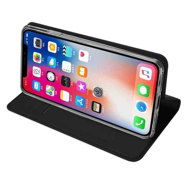 iPhone XR Flip Case Skin Pro korttilokerolla Black