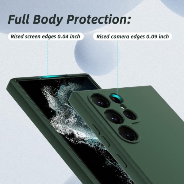 Samsung S22 Ultra Gummibelagd Mattgrönt Skal Kameraskydd Liquid