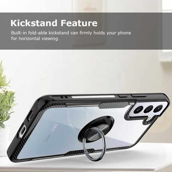 Samsung S22 Praktisk stødsikkert cover med ringholder V4 Transparent