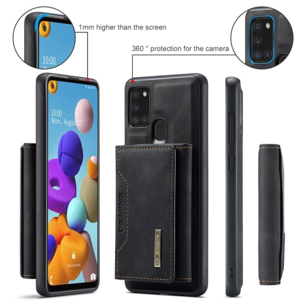 8-FACK Samsung A21s Stöttåligt Skal med Magnetisk Korthållare DG Black