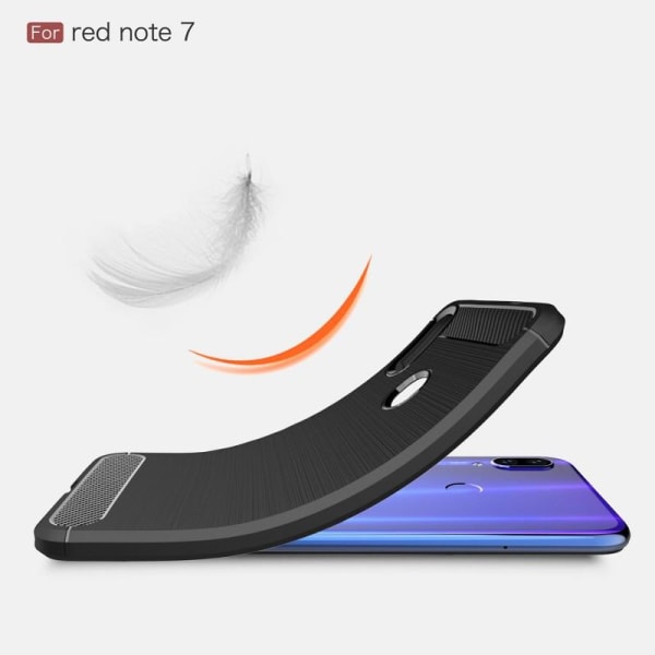 Xiaomi Redmi Note 7 Iskunkestävä SlimCarbon-kuori Black