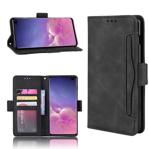 Samsung Galaxy S10 Plus Pung-etui PU-læder 6-LOMMES Winston V3 Black