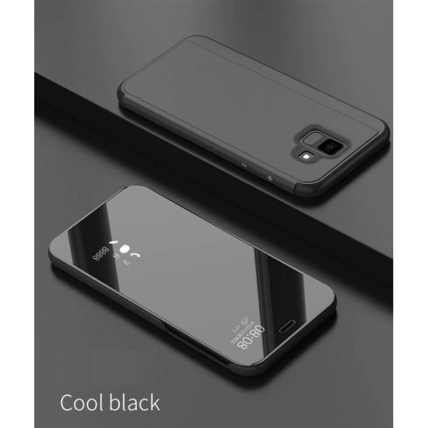 Samsung J6 2018 Smart Flip Case Clear View Standing V2 Rocket Black