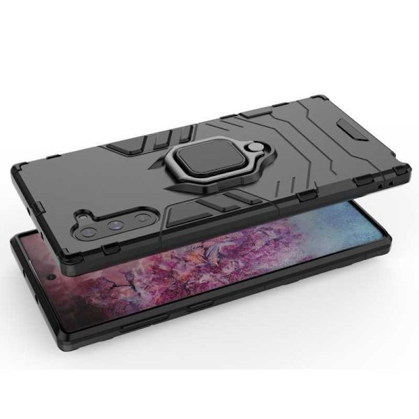 Samsung Note 10 Iskunkestävä suojus sormustelineellä ThinArmor Black