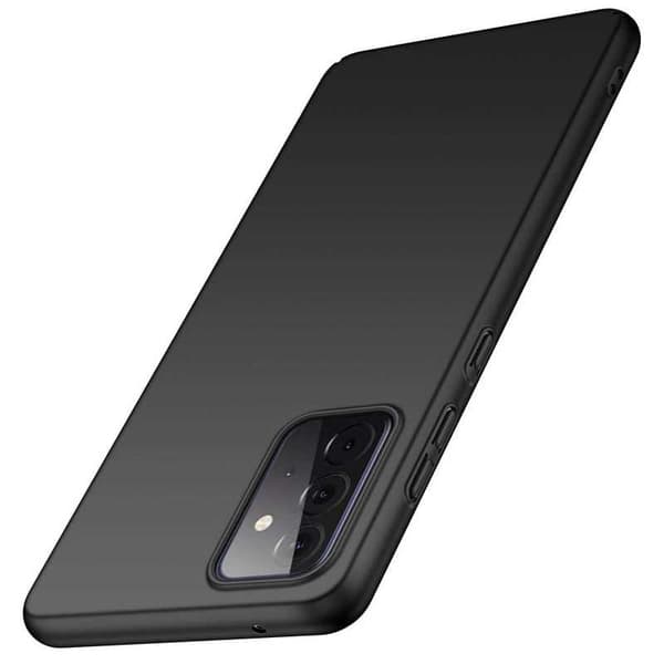 Samsung A72 5G Erittäin ohut kumipinnoitettu mattamusta Cover Basic V2 Black