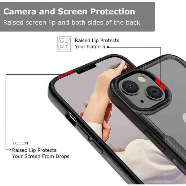 iPhone 14 Max Practical iskunkestävä kotelo sormustelineellä V4 Black
