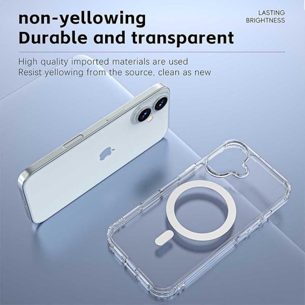 iPhone 16 Transparent Stötdämpande Skal MagSafe-Kompatibelt