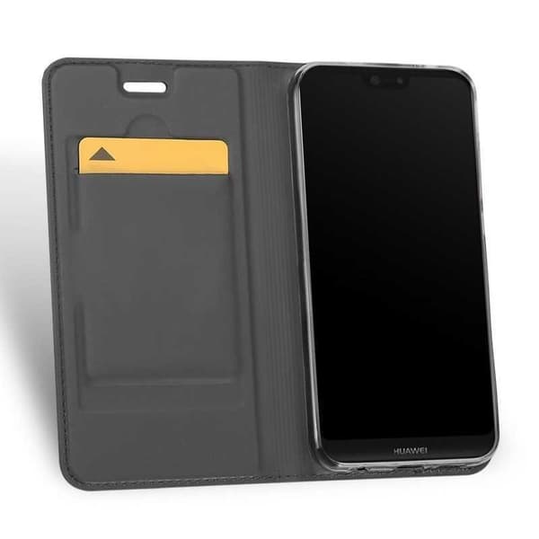 Huawei P20 Lite Flip Case Skin Pro korttilokerolla Svart