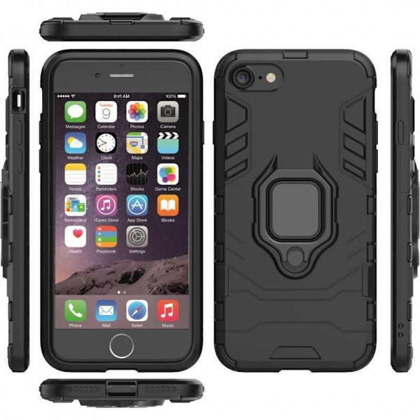 iPhone 8 Plus iskunkestävä suojus rengaspidikkeellä ThinArmor Black