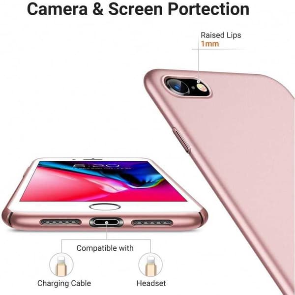 iPhone 7 Plus / 8 Plus Ultraohut kumipinnoitettu Cover Basic V2 Pink gold