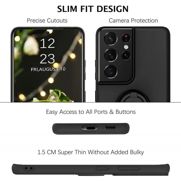 Samsung S21 Ultra Shockproof Cover med Ring Holder CamShield Grön