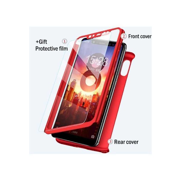 Redmi Note 7 360° 3in1 FullCover Cover inkl. Hærdet glas - Sort Transparent