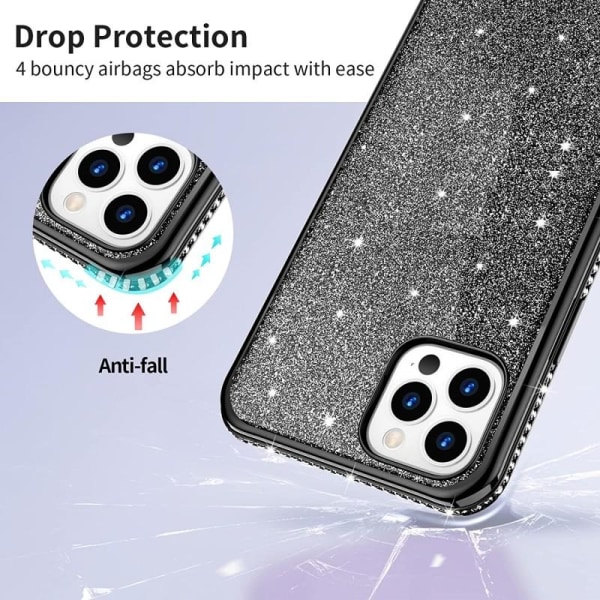 iPhone 13 Pro stødabsorberende gummicover med Strass Svart