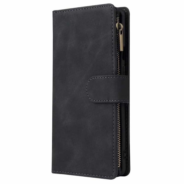 OnePlus 8 Pro Multifunktionellt Plånboksfodral Zipper 8-Fack Svart