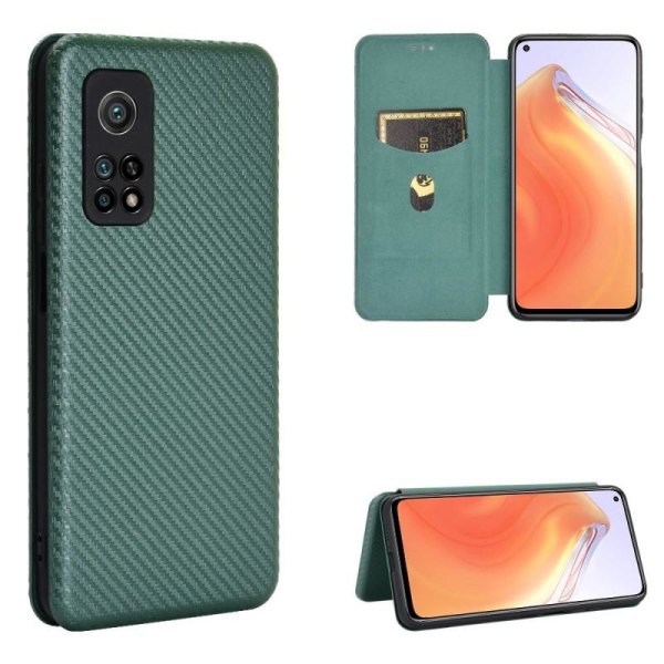 Xiaomi Mi 10T / 10T Pro Flip Case -korttipaikka CarbonDreams Green Green