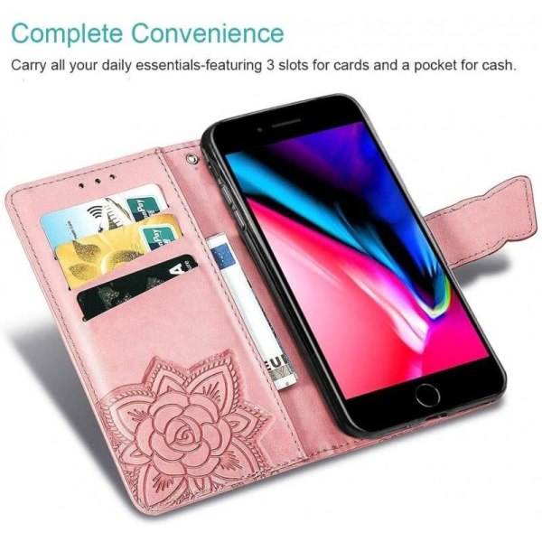 iPhone 6S/7/8/SE 2020&2022) Plånboksfodral PU-Läder 4-FACK Motiv Grå