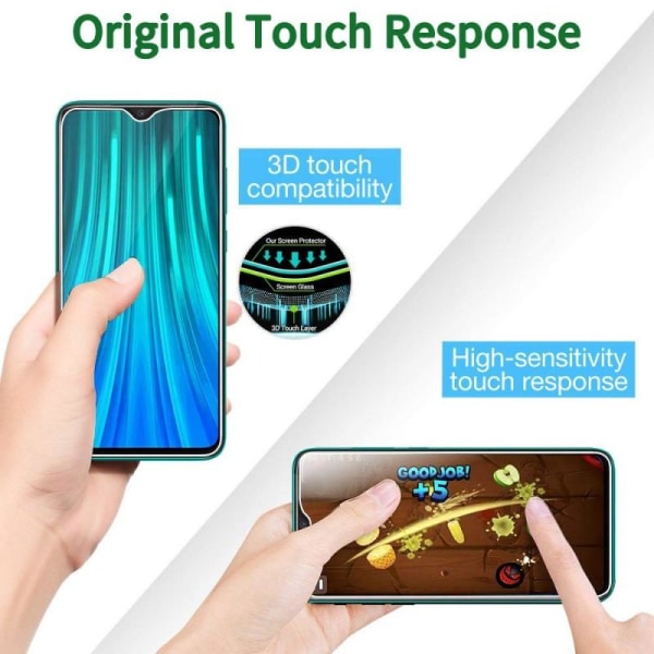 2-PACK Redmi Note 8 Pro Hærdet glas 0,26 mm 2,5D 9H Transparent