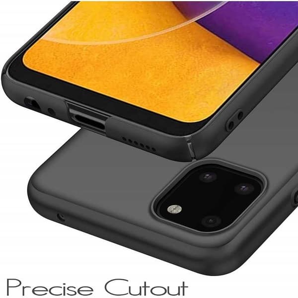 Samsung A22 5G ohut kumipinnoitettu mattamusta kansi Basic V2 Black