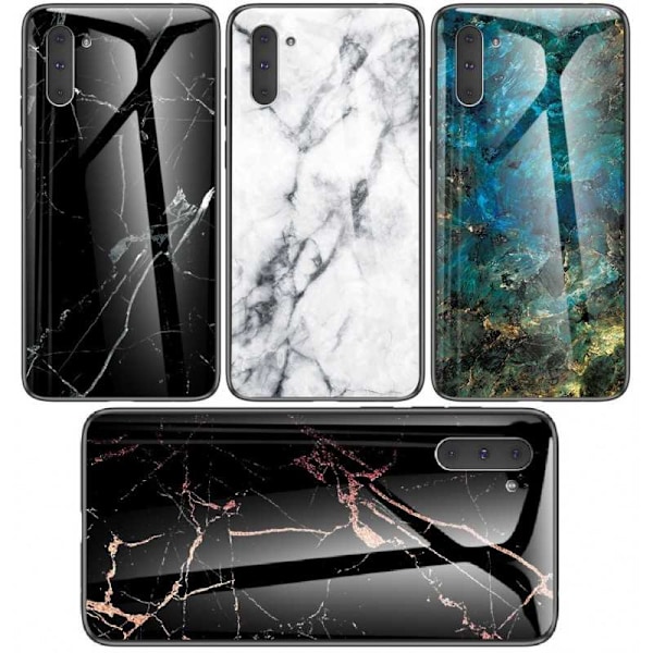 Samsung Note 10 Marmorskal 9H Härdat Glas Baksida Glassback V2 Black Svart/Guld