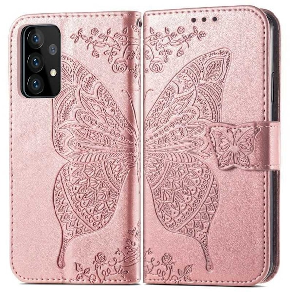 Samsung A23 5G Plånboksfodral PU-Läder 4-FACK Motiv Fjäril Svart