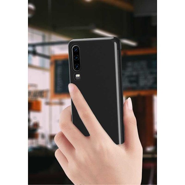 Huawei P30 Smart Flip Case Clear View Standing V3 Rocket Black
