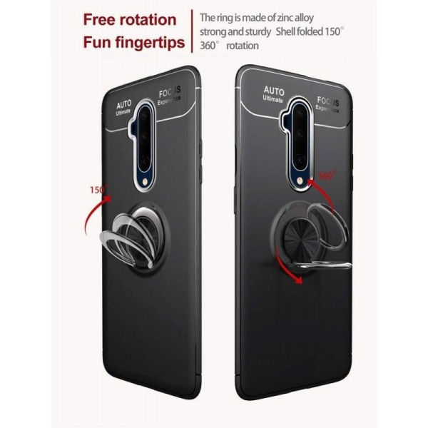 OnePlus 7T Pro Praktisk stødsikkert cover med ringholder V3 Black