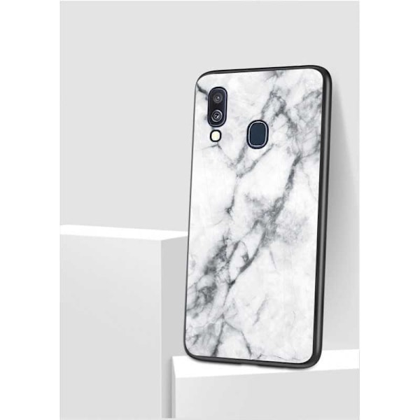 Samsung A40 Marble Shell 9H hærdet glas bagside Glassback V2 Green Emerald Green