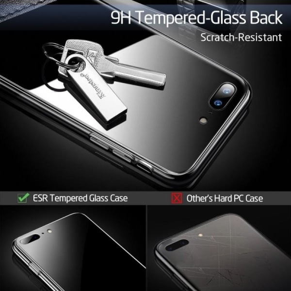 iPhone 8 Plus Stötdämpande Skal 9H Glas Baksida Glassback Transparent