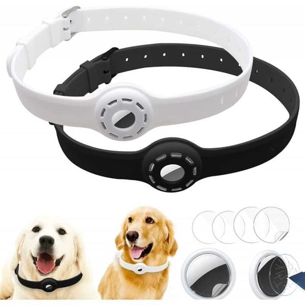 Justerbart Hundhalsband för AirTag Vit