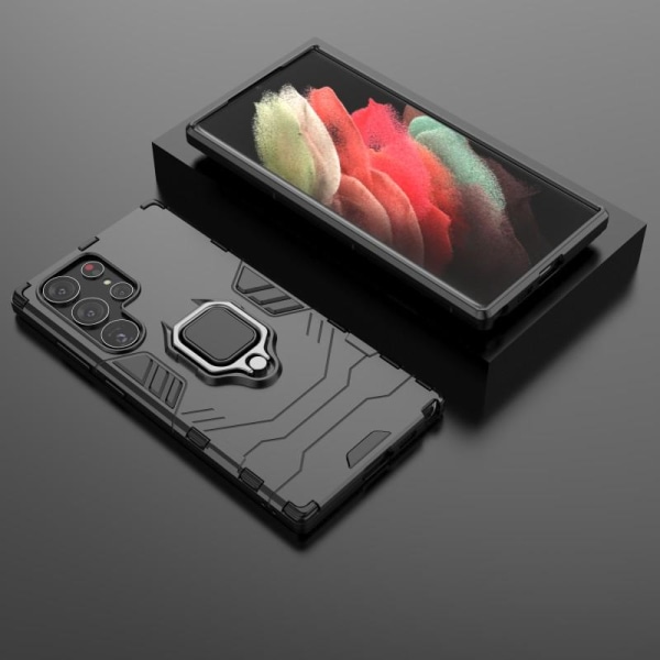Samsung S23 Ultra Stöttåligt Skal med Ringhållare ThinArmor Svart