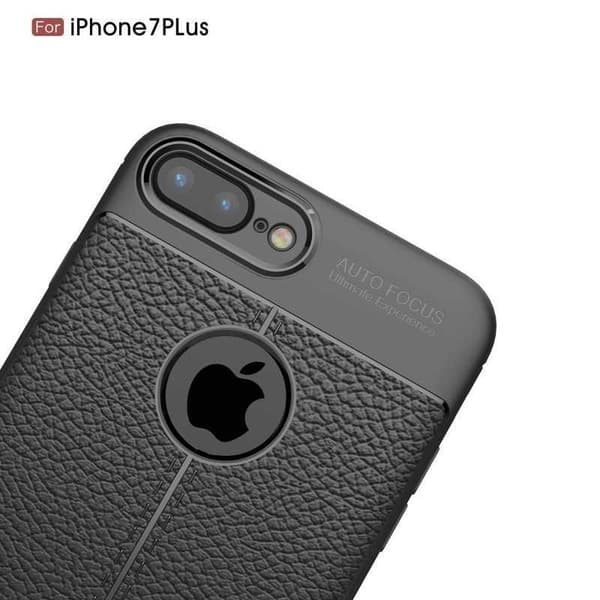 iPhone 7 Plus Stöttåligt & Stötdämpande Skal LeatherBack Svart