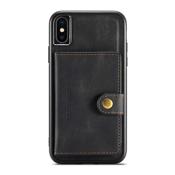 iPhone XS Max Stöttåligt Skal med Magnetisk Korthållare JeeHood Svart