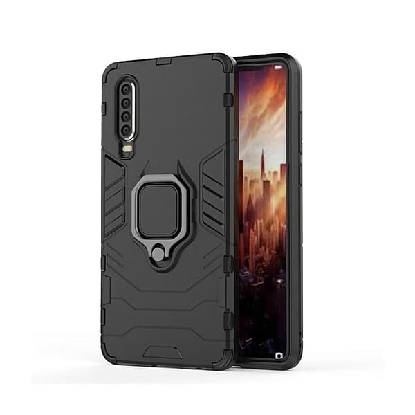 Huawei P30 iskunkestävä kotelo ThinArmor® sormustelineellä Black