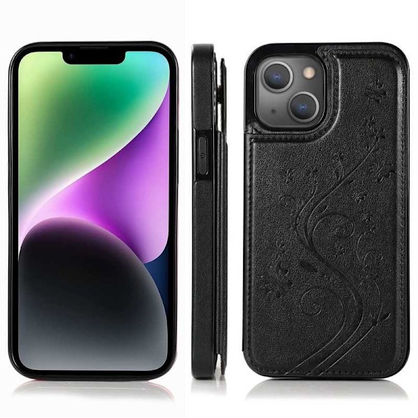 iPhone 13 Stöttåligt Skal Korthållare 3-FACK Flippr V2 Svart Svart