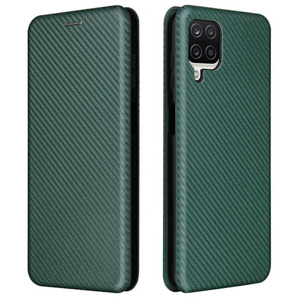 Samsung A12 Flip Case Kortrum CarbonDreams Grøn Green