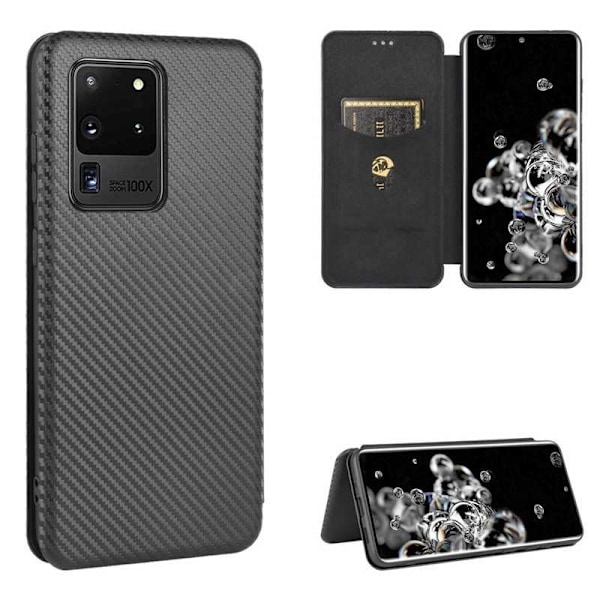 Samsung S20 Ultra Flip Case Cardrum CarbonDreams Black