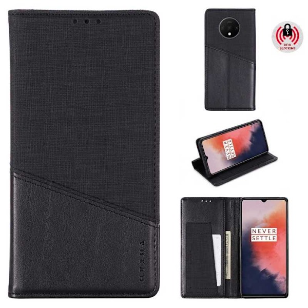 OnePlus 7T Elegant Fodral i PU-Läder med RFID Block Svart