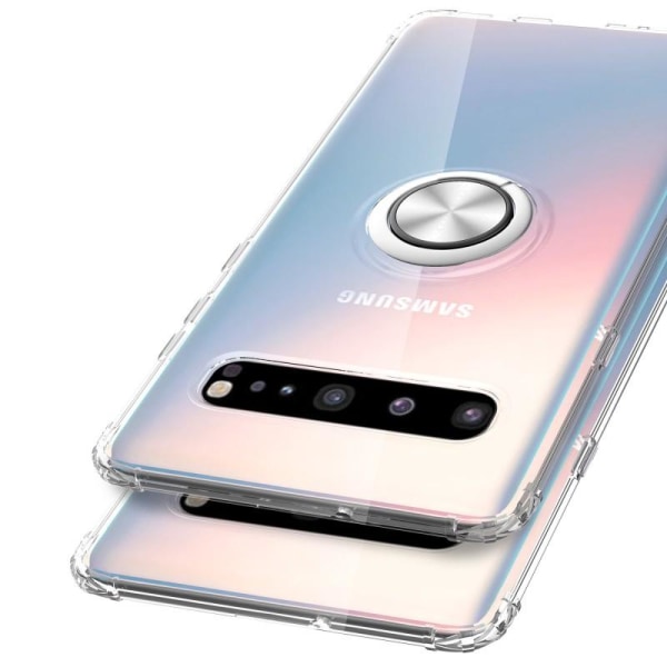 Samsung S10 Plus stødsikkert cover med ringholder frisk Transparent