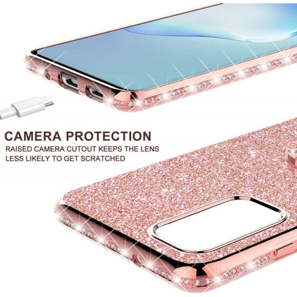 Samsung A72 4G / 5G iskuja vaimentava suojus sormustelineellä Pink gold
