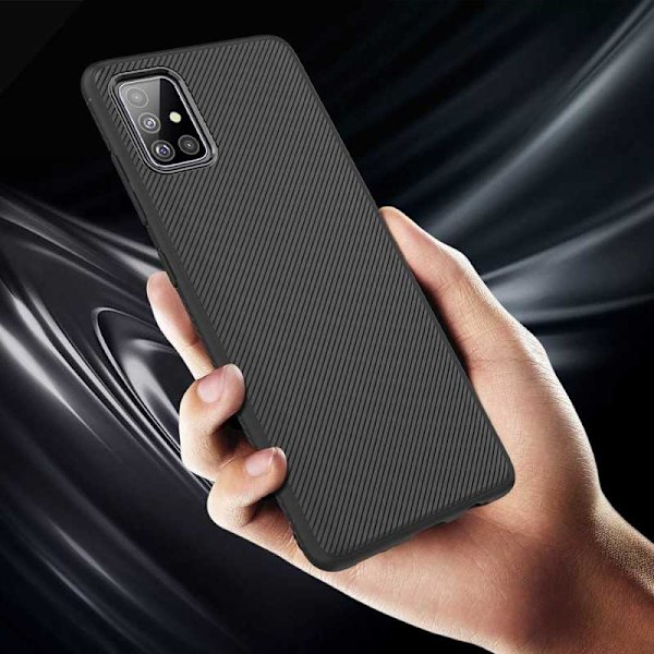 Samsung Galaxy A71 Stilfuldt stødsikkert cover FullCarbon V3 Black